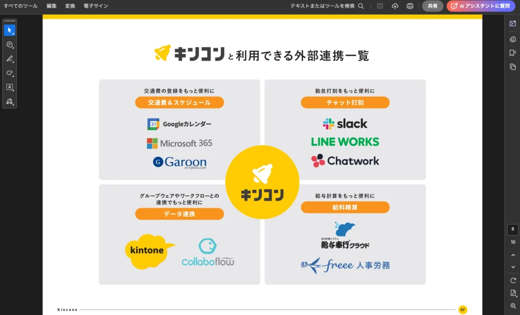 キンコンと外部連携できるツール